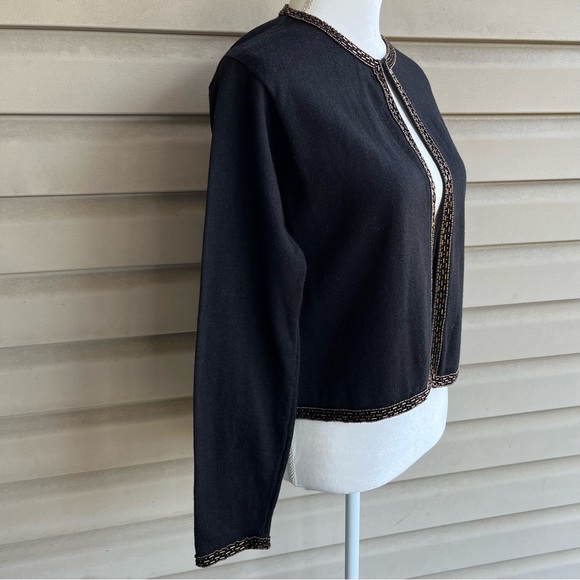 •SML Design• Black Cardigan Sweater with Beading - Size Medium - Picture 4 of 7